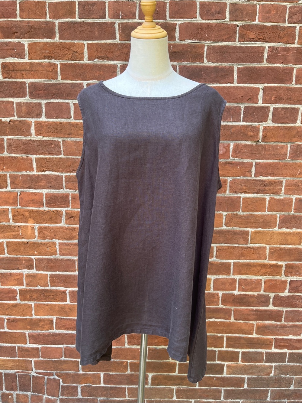 bryn Walker Charcoal Brown Sleeveless Scoop Neck Tank